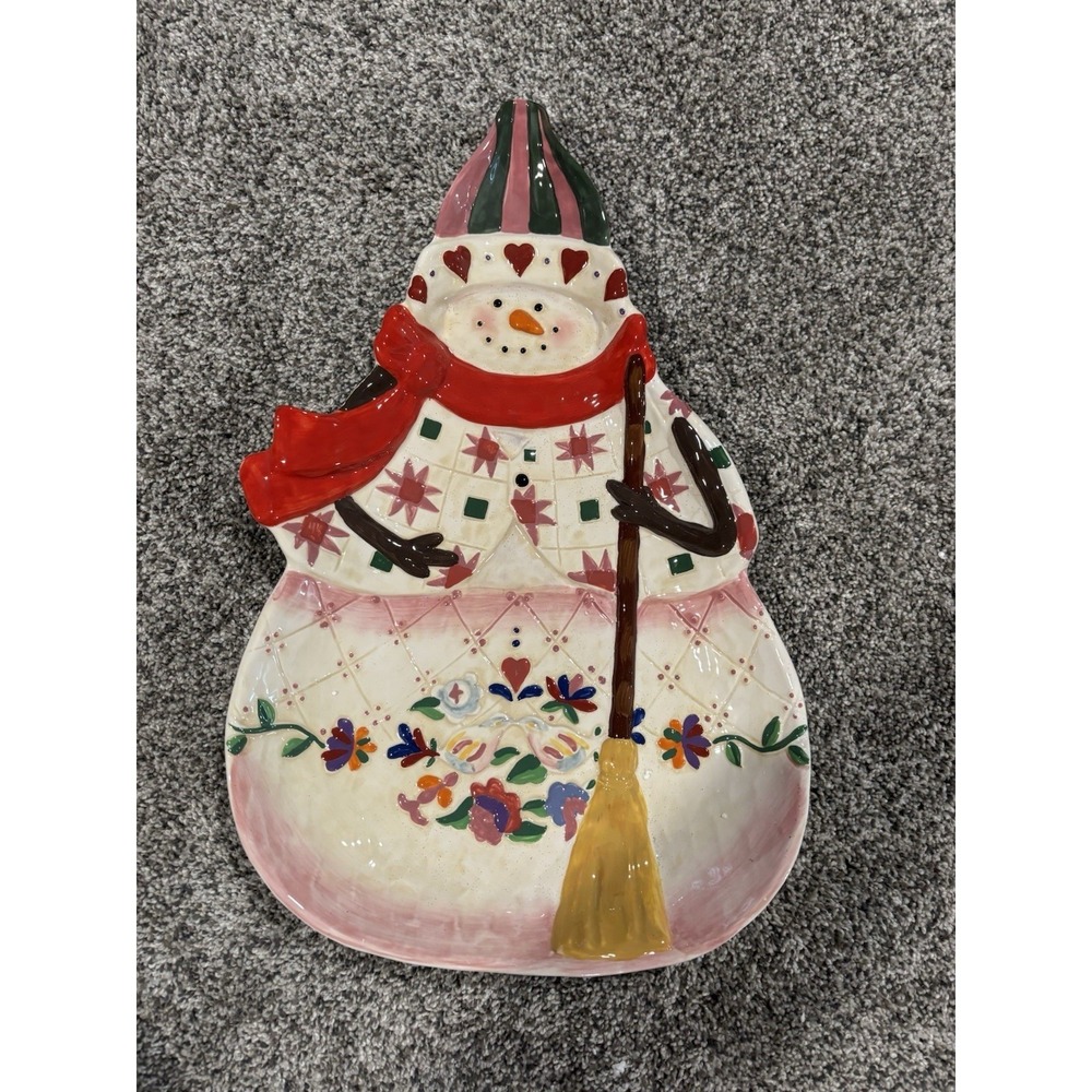 JIM SHORE WINTER FOLK CERAMIC 18" SERVING PLATTER New In Styrofoam No Box